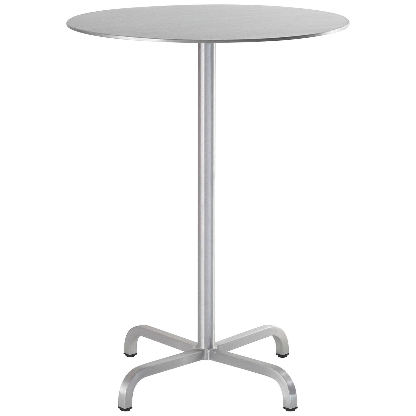 Emeco 20-06 Large Round Bar Table in Brushed Aluminum by Norman Foster  For Sale