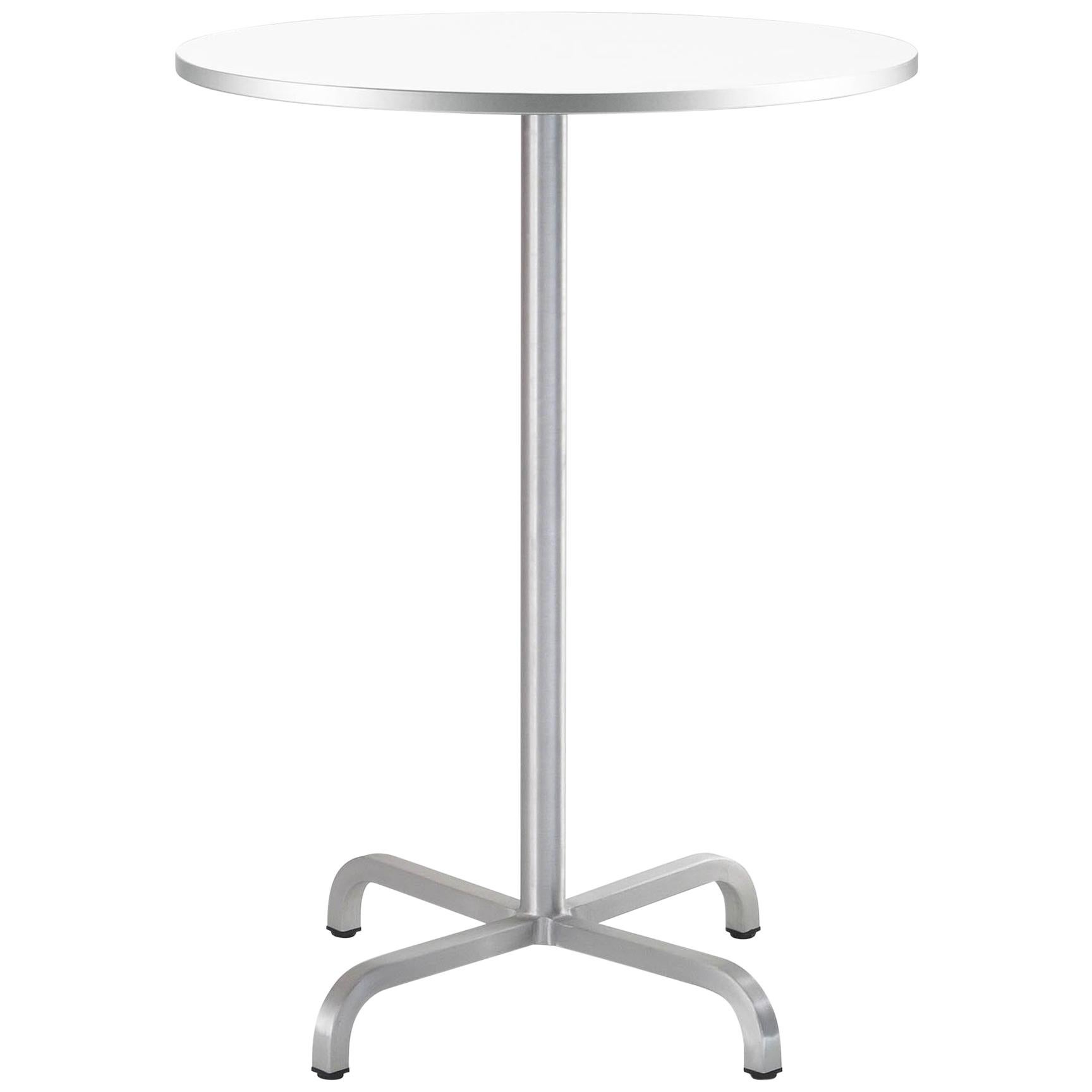 Emeco 20-06 Large Round Bar Table w/ White Laminate Top by Norman Foster 