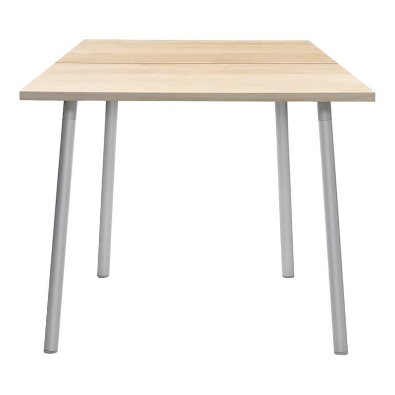Emeco Run 32" Table with Aluminum Frame & Wood Top by Sam Hecht and Kim Colin