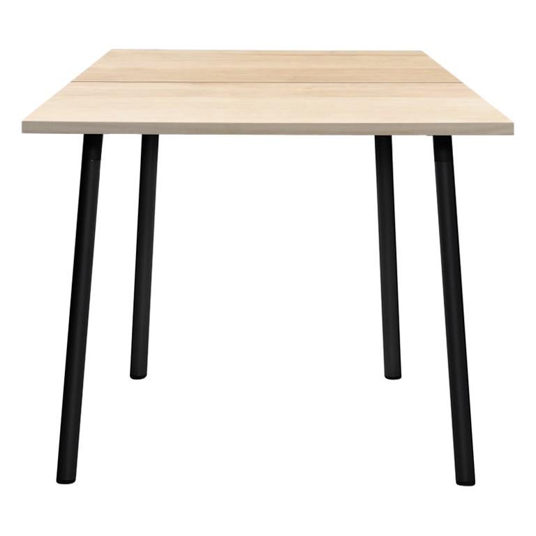 Emeco Run 32" Table with Black Frame & Wood Top by Sam Hecht and Kim Colin For Sale