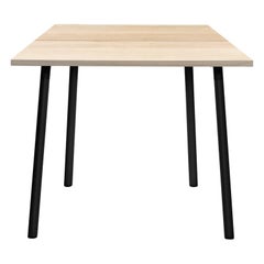 Emeco Run 32" Table with Black Frame & Wood Top by Sam Hecht and Kim Colin