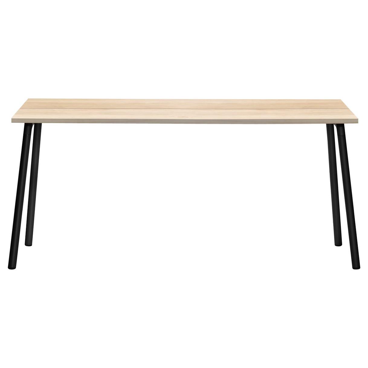 Emeco Run 62" Side Table with Black Frame & Wood Top by Sam Hecht and Kim Colin For Sale