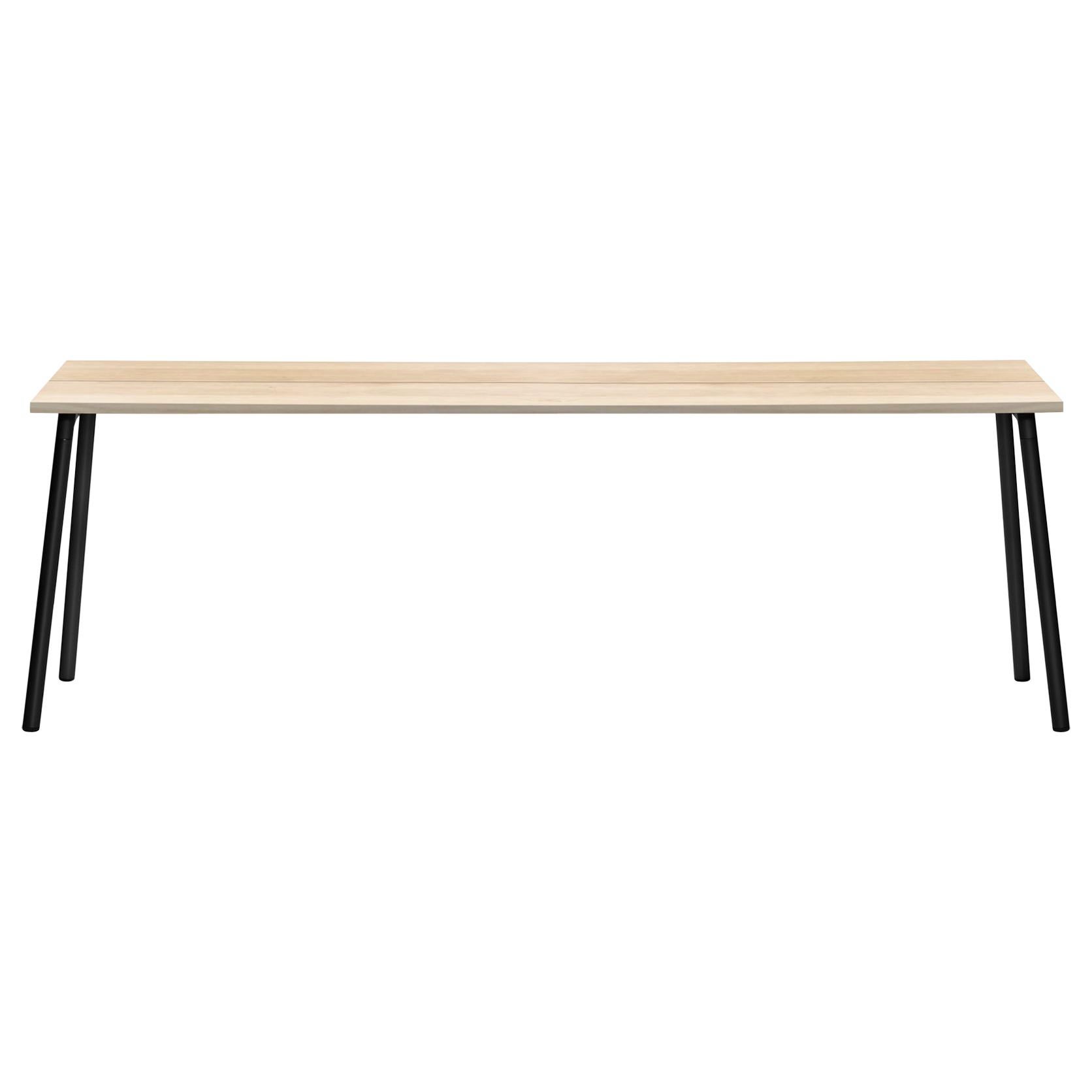 Emeco Run 86" Side Table with Black Frame & Wood Top by Sam Hecht and Kim Colin