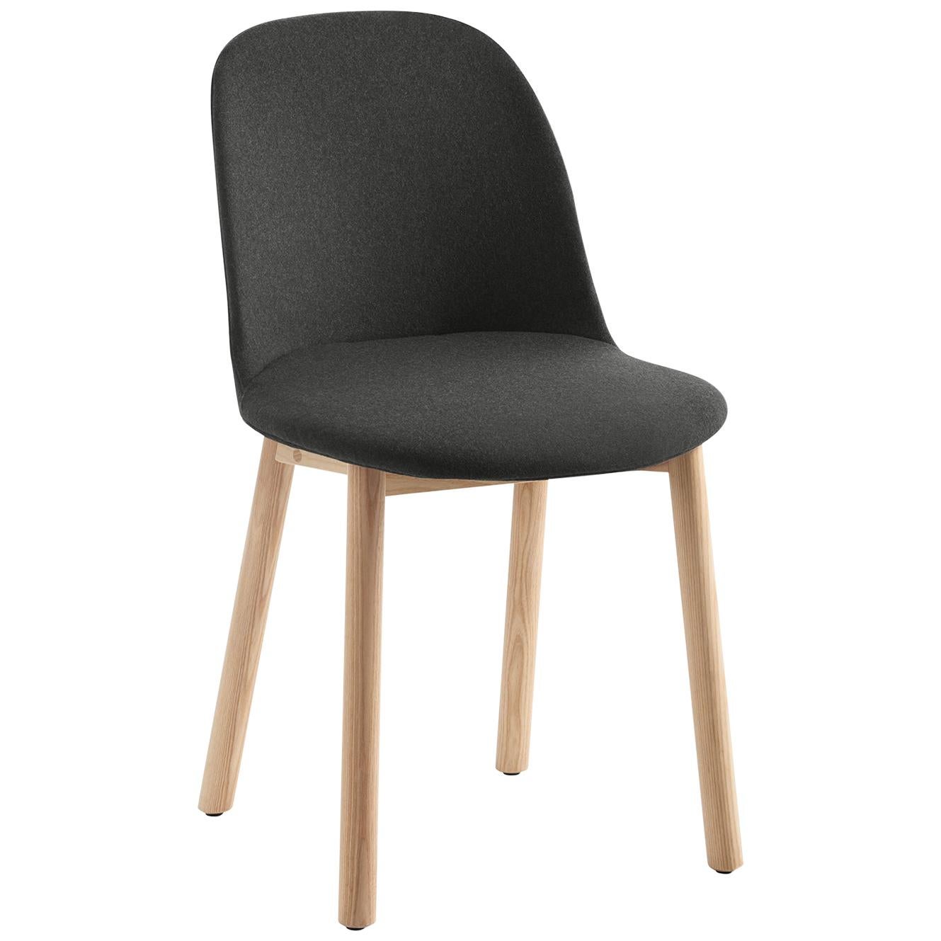 Emeco Alfi High Back Chair in Black Wool with Natural Frame by Jasper Morrison