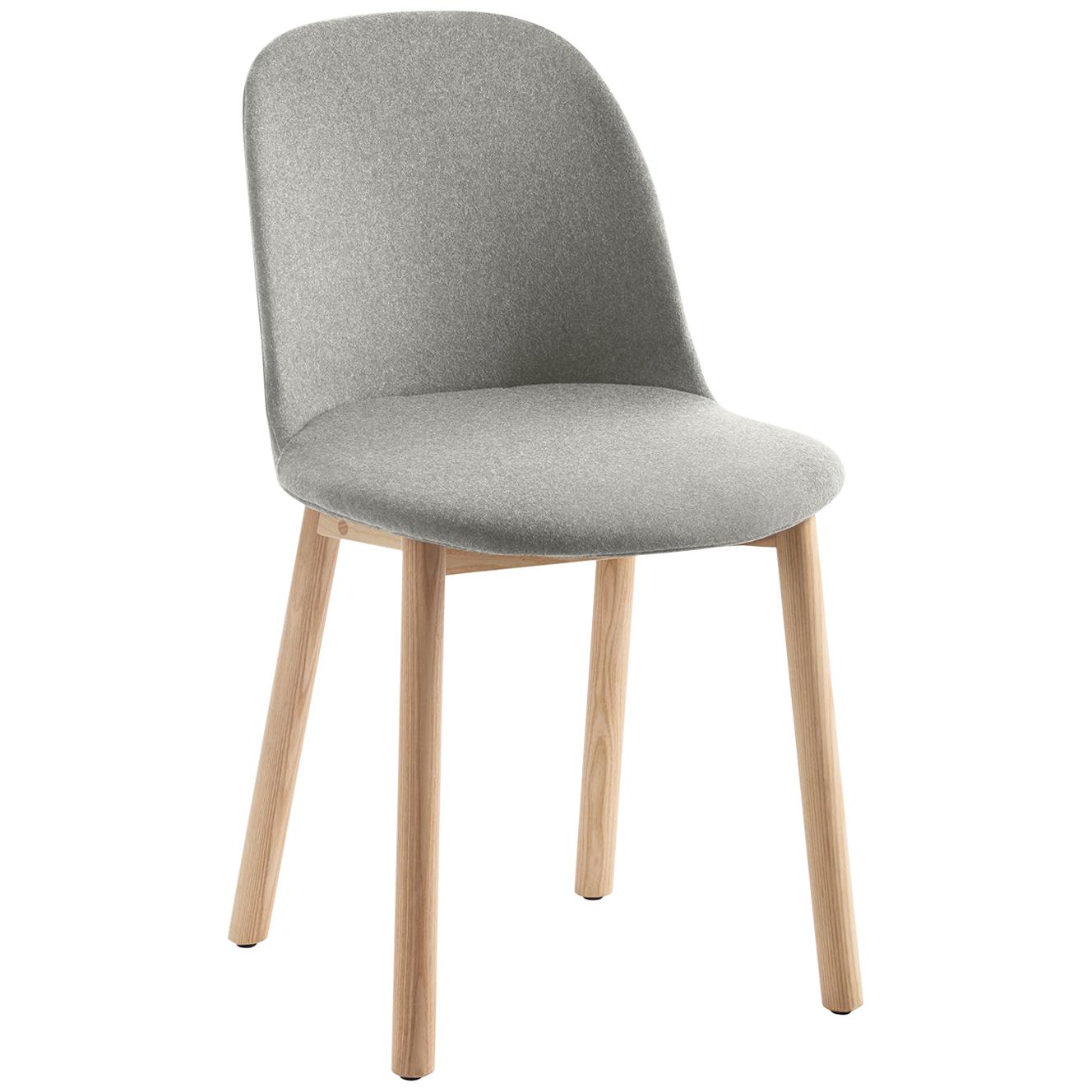 Emeco Alfi High Back Chair in Grey Wool with Natural Frame by Jasper Morrison