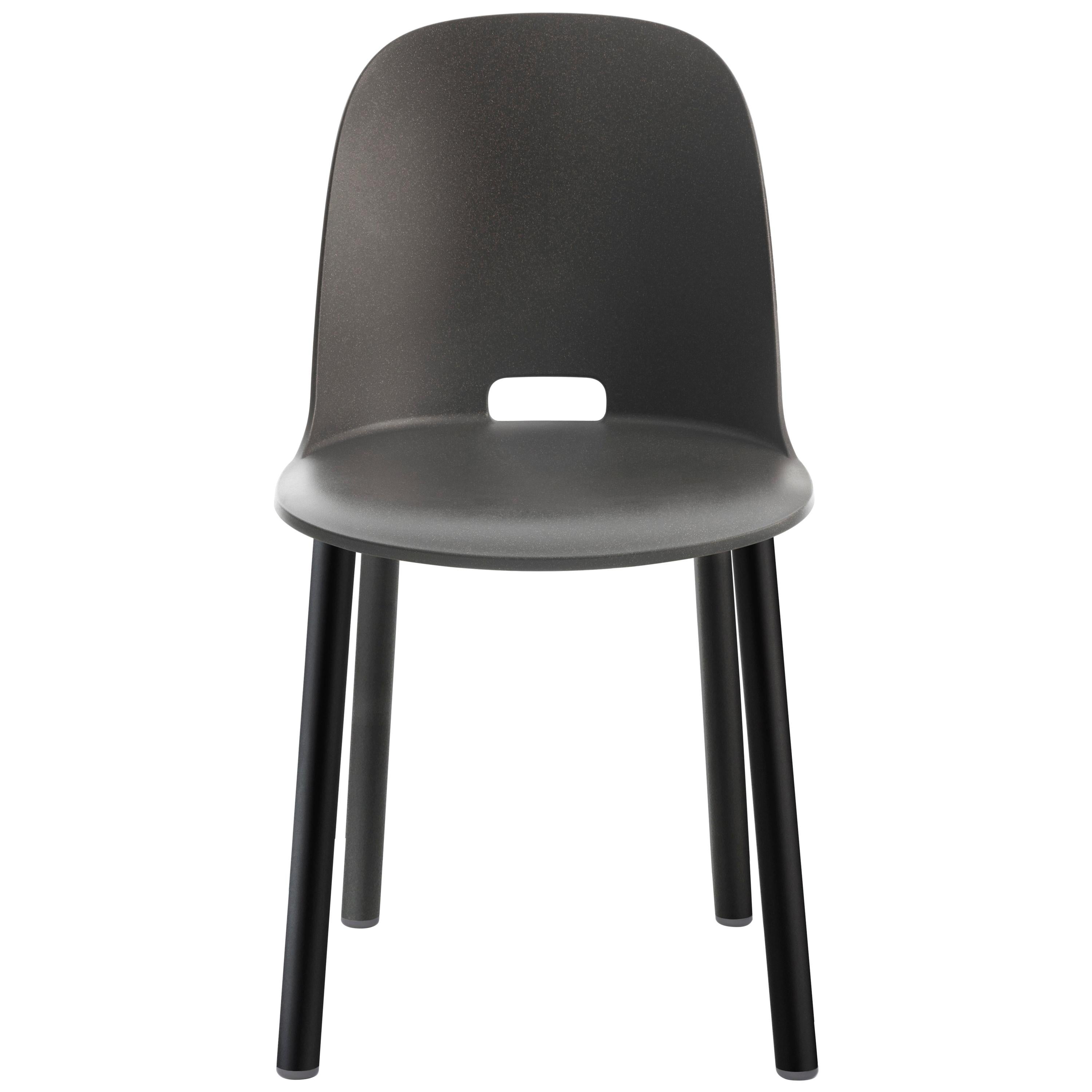 For Sale: Gray (Alfi Dark Grey) Emeco Alfi High Back Chair with Black Powder Coated Aluminum Frame by Jasper