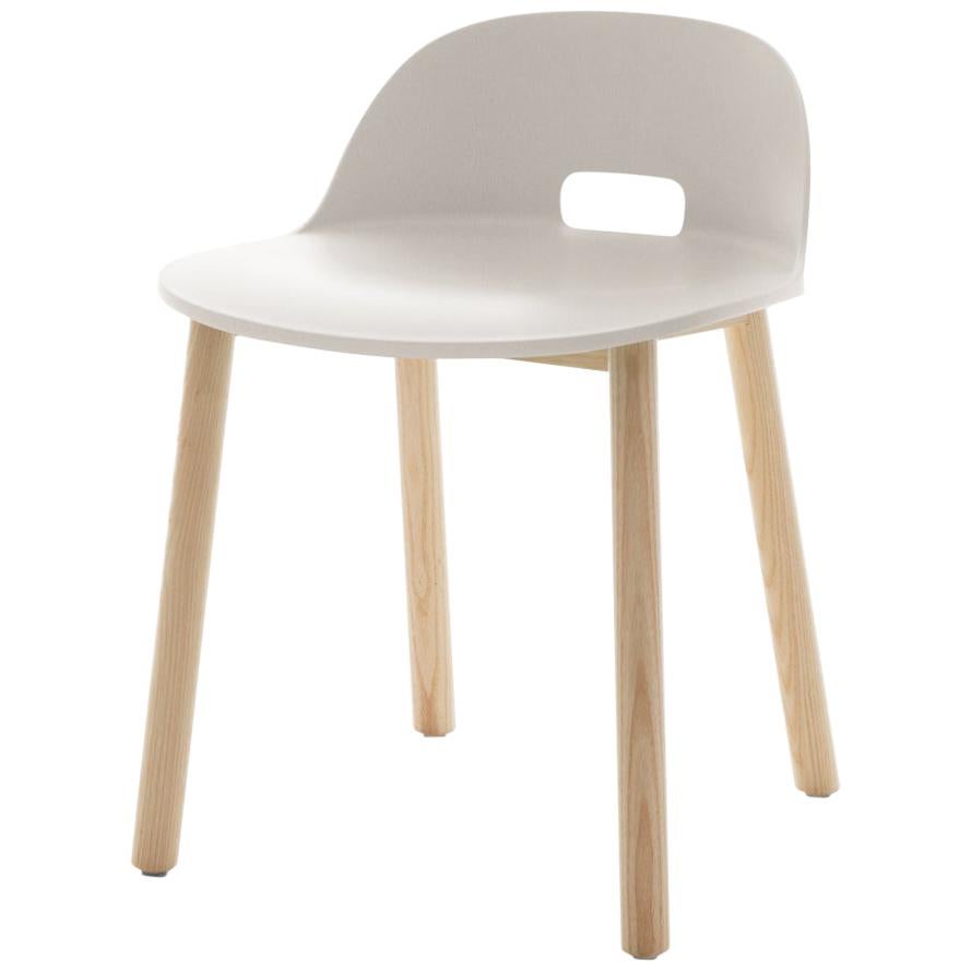 Emeco Alfi Low Back Chair in White with Ash Wood Base by Jasper Morrison For Sale