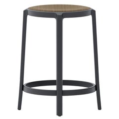 Emeco Black On & On Counter Stool with Walnut Plywood Seat by Barber & Osgerby