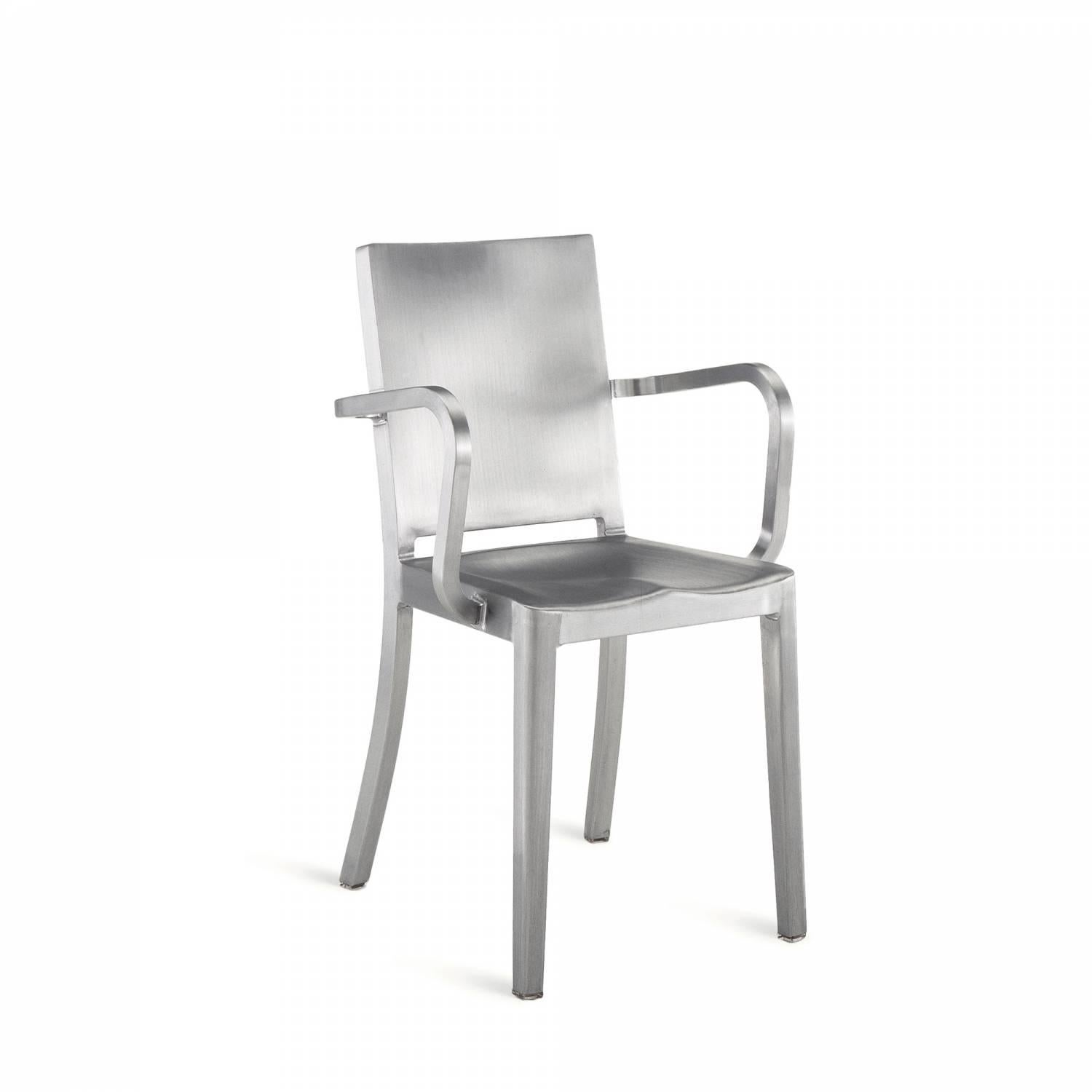 The Hudson, designed for the Hudson hotel in NYC, is Emeco and Starck’s first collaboration. Starck described the chair as “washing the details from the Navy Chair”. It takes an additional 8 hours to polish each Hudson chair. Hudson is in MoMa’s