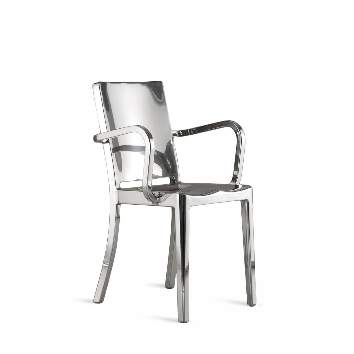 The Hudson, designed for the Hudson hotel in NYC, is Emeco and Starck’s first collaboration. Starck described the chair as “washing the details from the Navy Chair”. It takes an additional 8 hours to polish each Hudson chair. Hudson is in MoMa’s