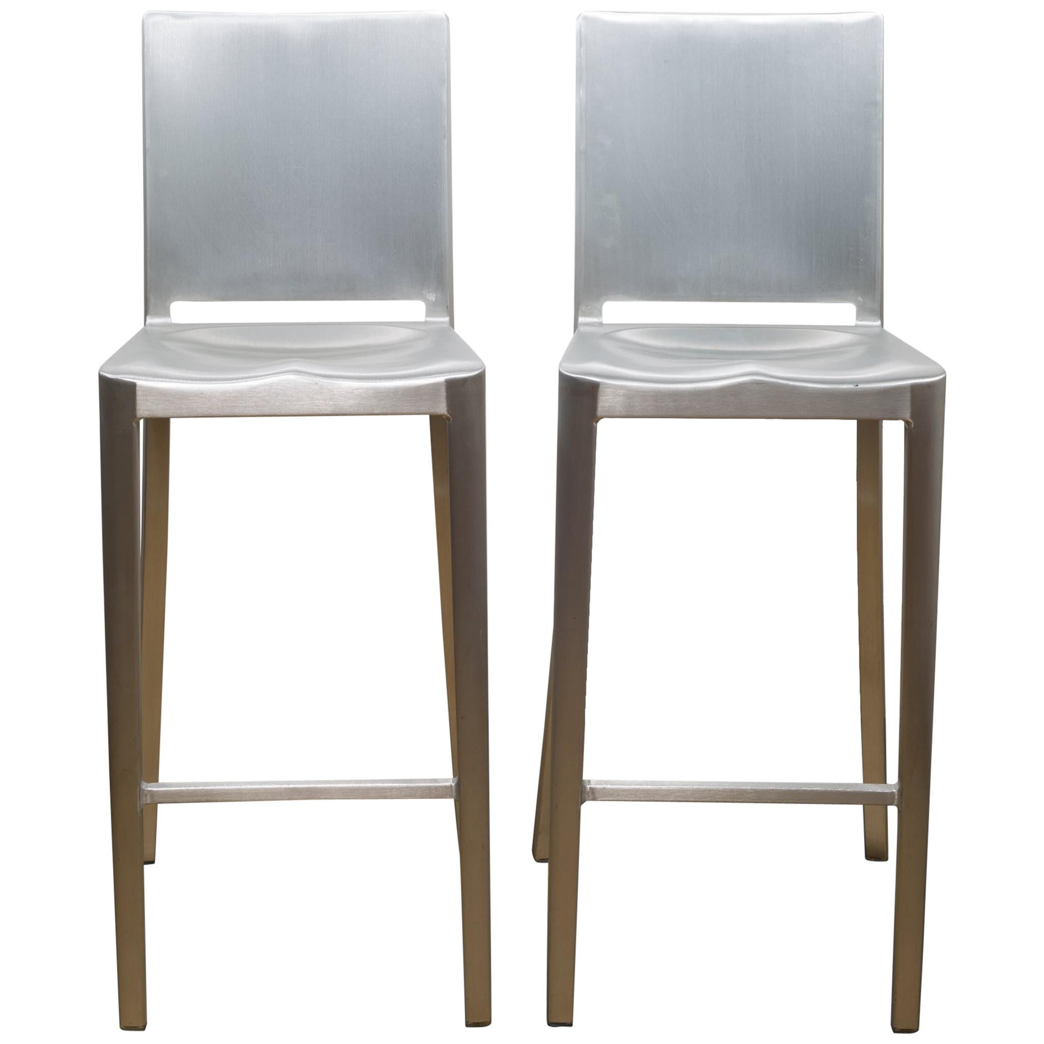 About

Two have sold. 

This is an original set of two brushed aluminum Emeco Hudson counter stools designed by Philippe Starck. The stools have retained their original finish and have the appropriate patina. Each stool has some blemishes. More