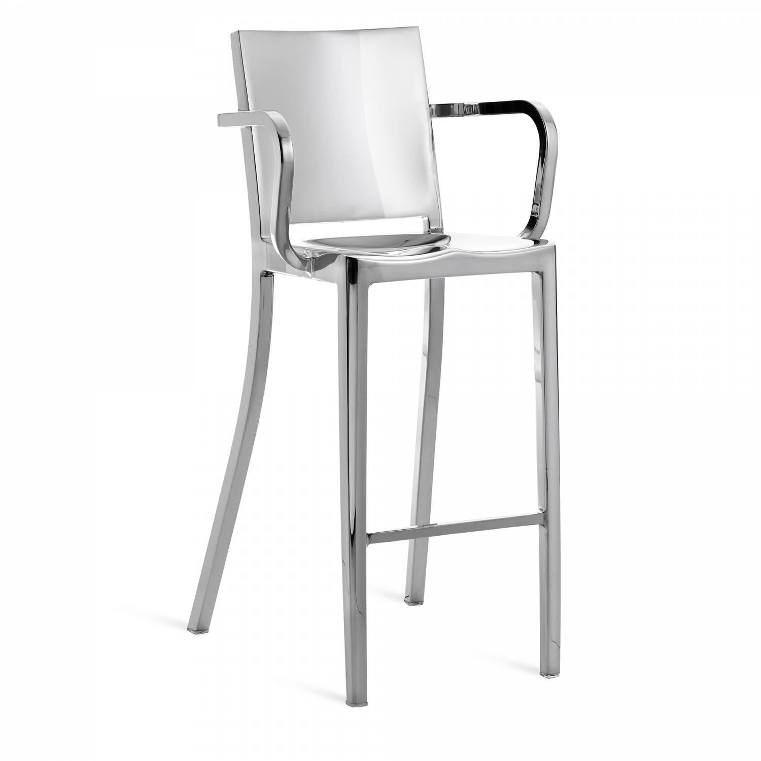 The Hudson, designed for the Hudson hotel in NYC, is Emeco and Starck’s first collaboration. Starck described the chair as “washing the details from the Navy Chair”. It takes an additional 8 hours to polish each Hudson chair. Hudson is in MoMa’s