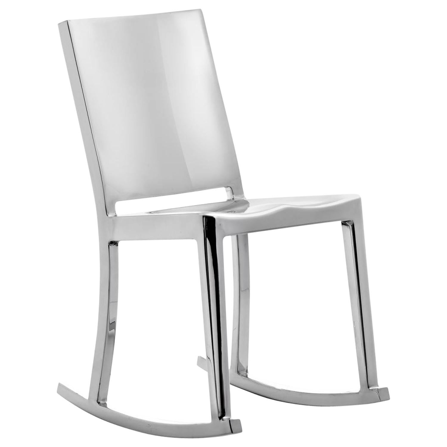 Chaise à bascule Hudson d'Emeco en aluminium poli de Philippe Starck