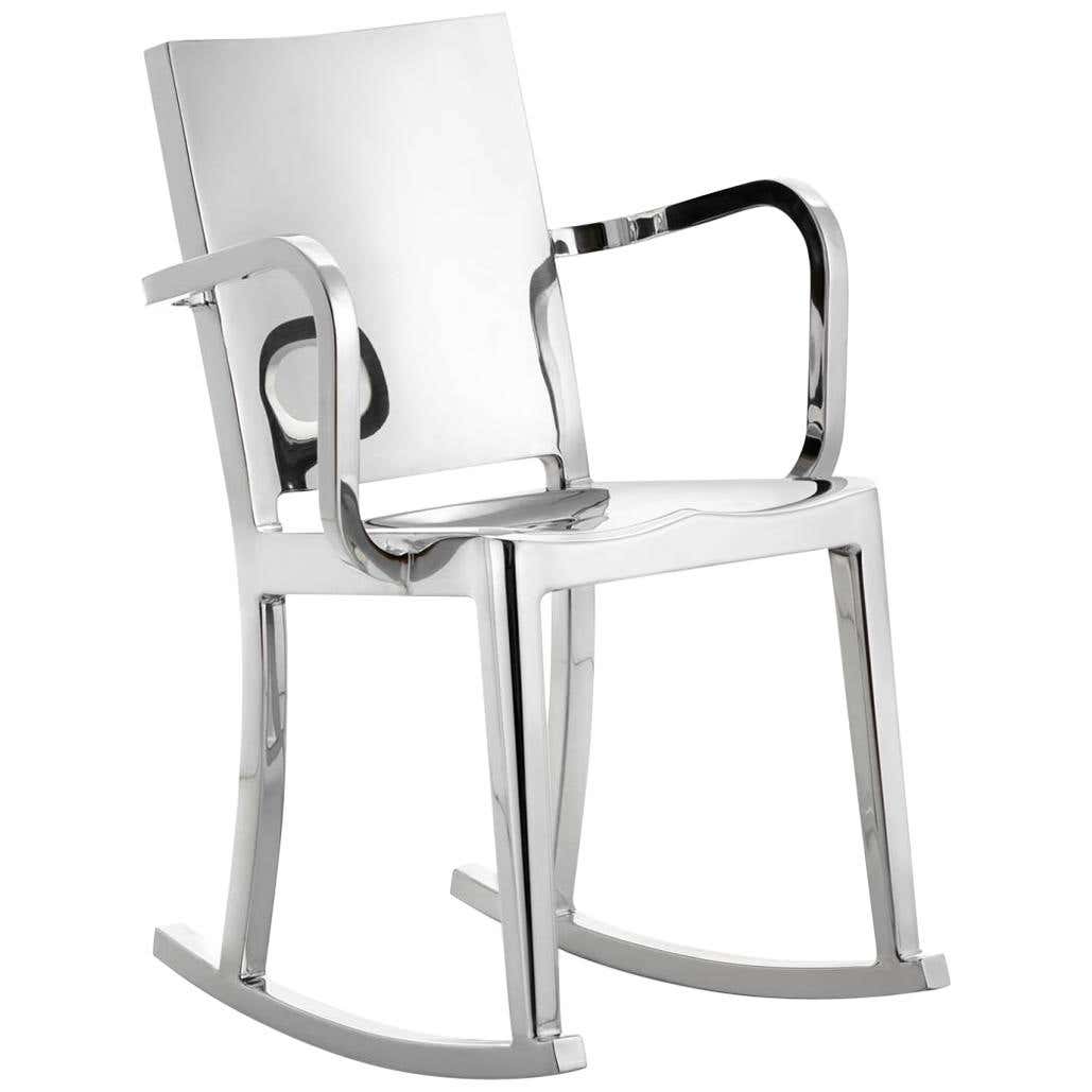 Emeco Hudson Rocking Chair with Arms in Polished Aluminum by Philippe ...