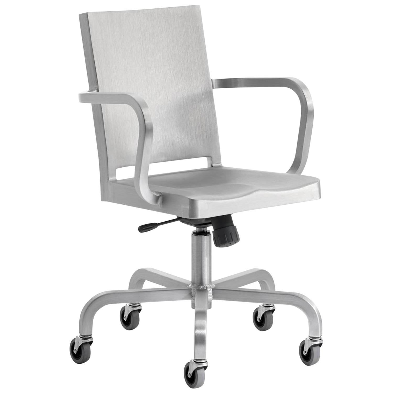 Emeco Hudson Swivel Armchair in Brushed Aluminum by Philippe Starck For Sale