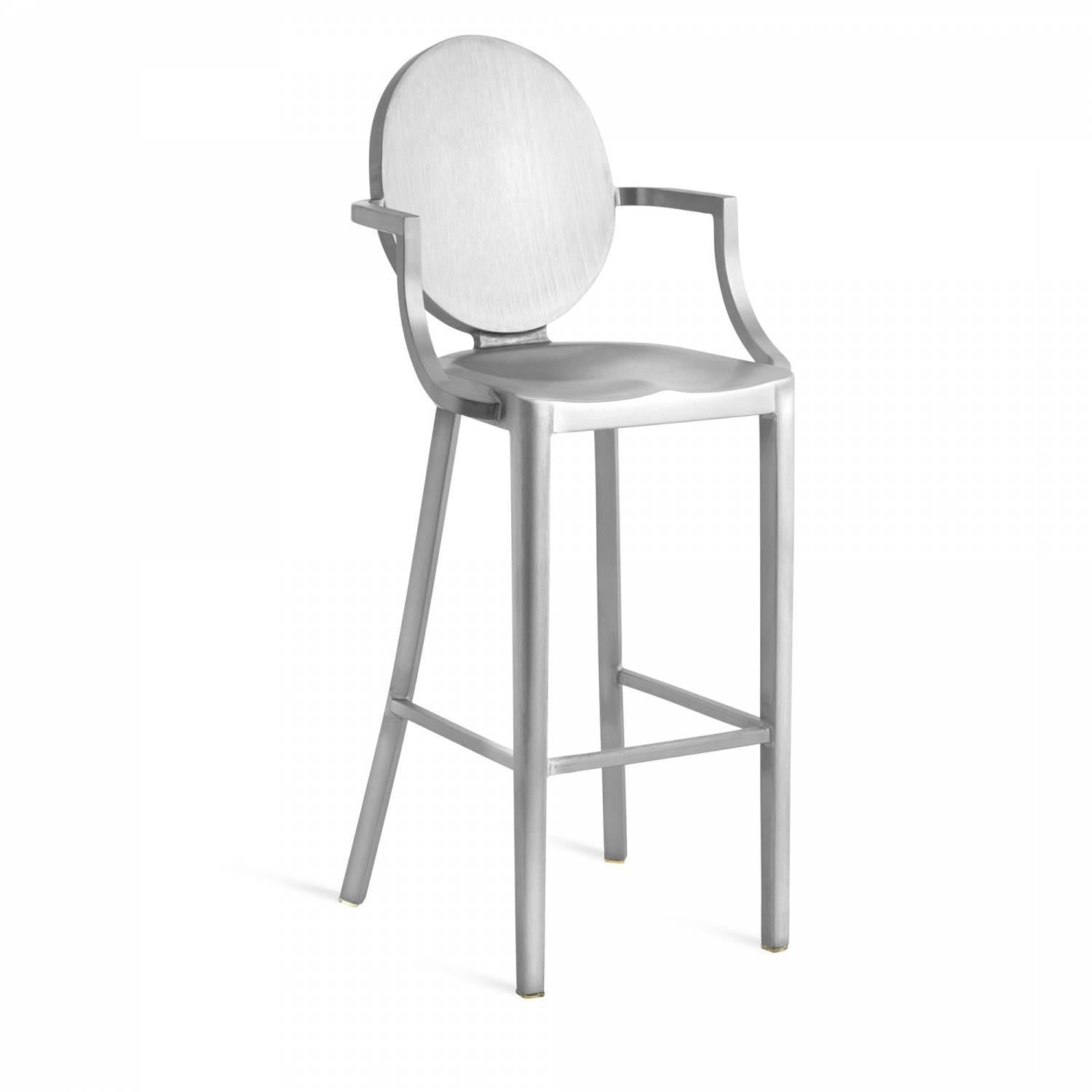 Starck first designed the Kong barstool for the Chinese restaurant Kong in Paris. The one armed stool was intended to make it easy and graceful for the super model clientele to slither in and out of the bar. Kong requires the hand welding of 24