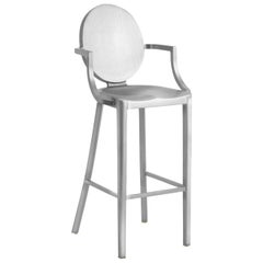 Tabouret de bar Emeco Kong avec accoudoirs en aluminium brossé de Philippe Starck