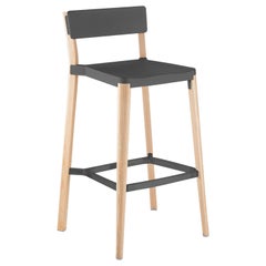 Tabouret de bar Emeco Lancaster en aluminium gris foncé et frêne de Michael Young