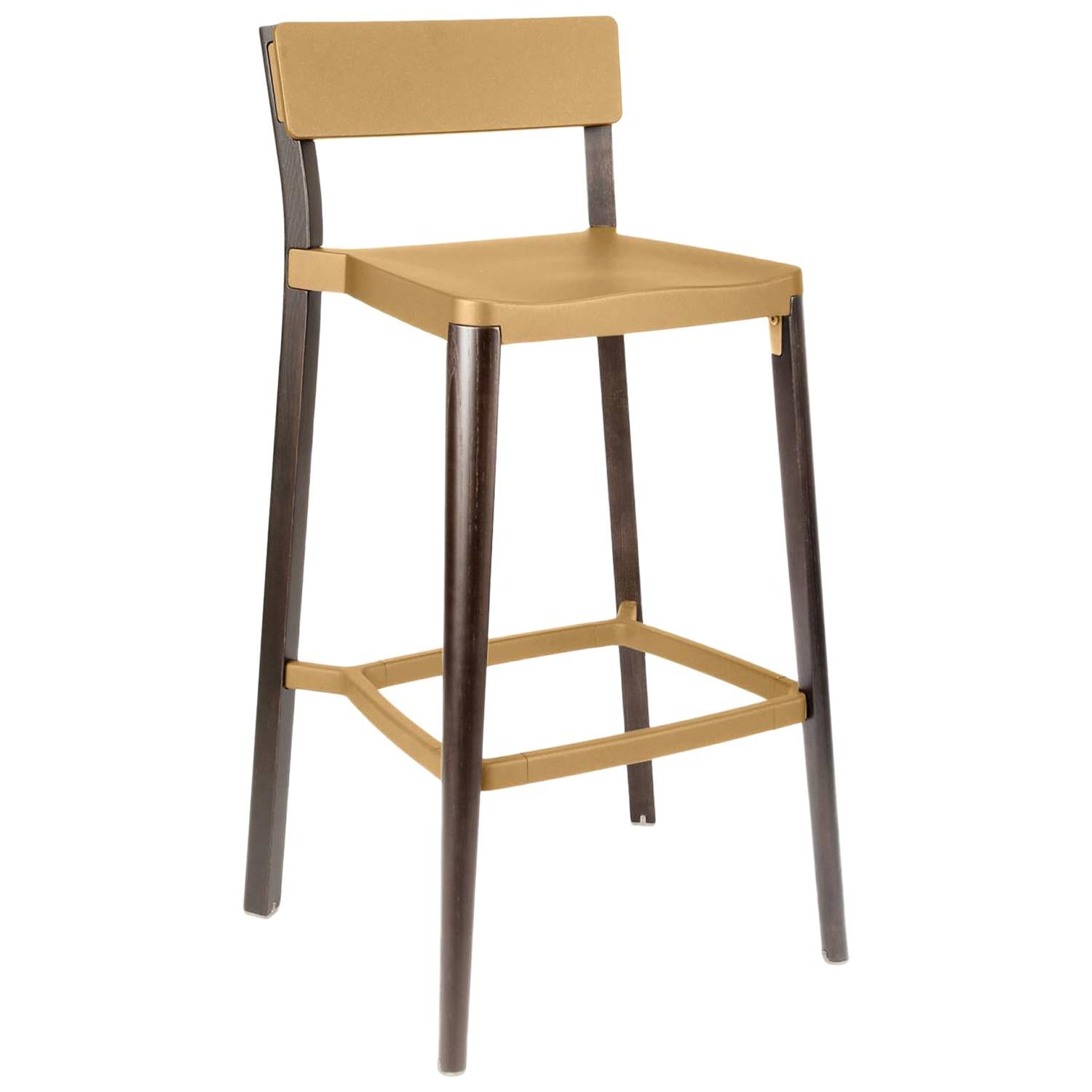 Emeco Lancaster Barstool in Sand Aluminum & Dark Ash by Michael Young 