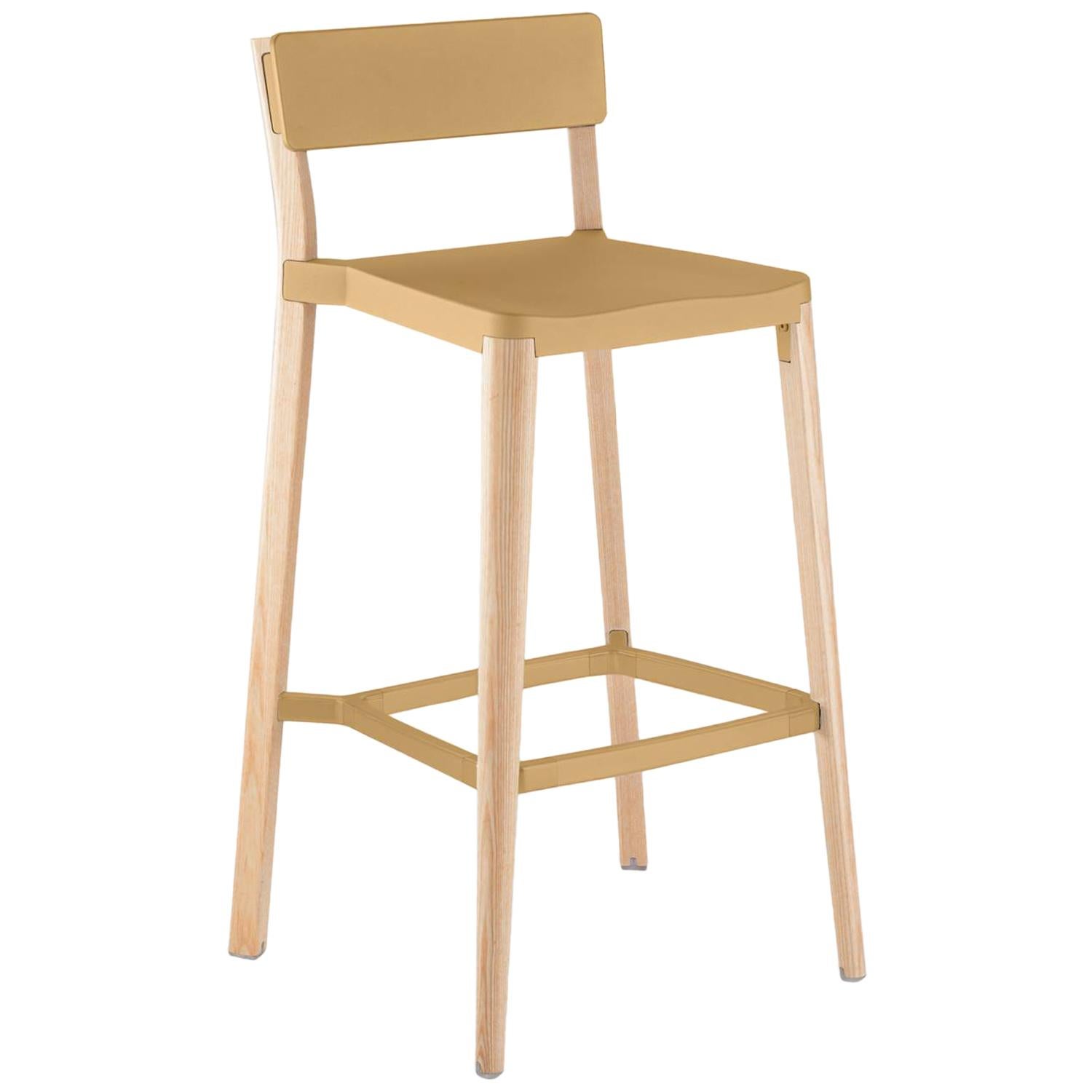 Emeco Lancaster Barstool in Sand Aluminum & Light Ash by Michael Young 