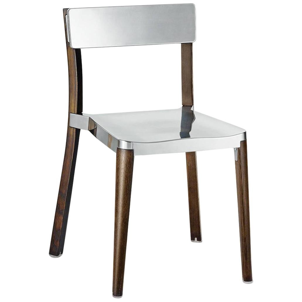 Emeco Lancaster Chair in Polished Aluminum and Dark Ash by Michael Young For Sale