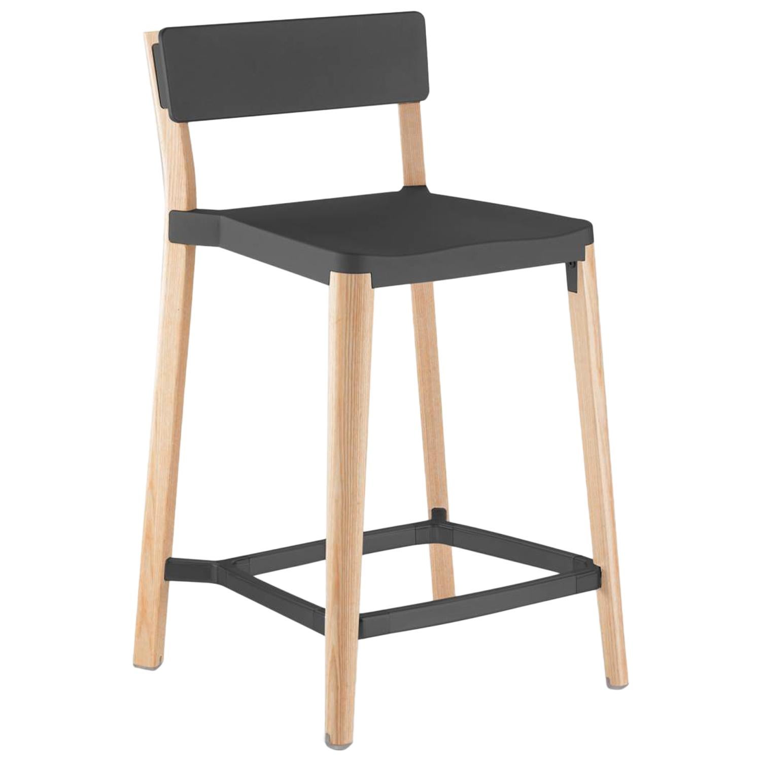 Emeco Lancaster Counter Stool in Dark Aluminum & Ash by Michael Young 
