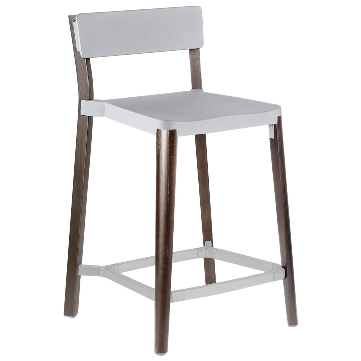 Emeco Lancaster Counter Stool in Light Aluminum & Dark Ash by Michael Young 