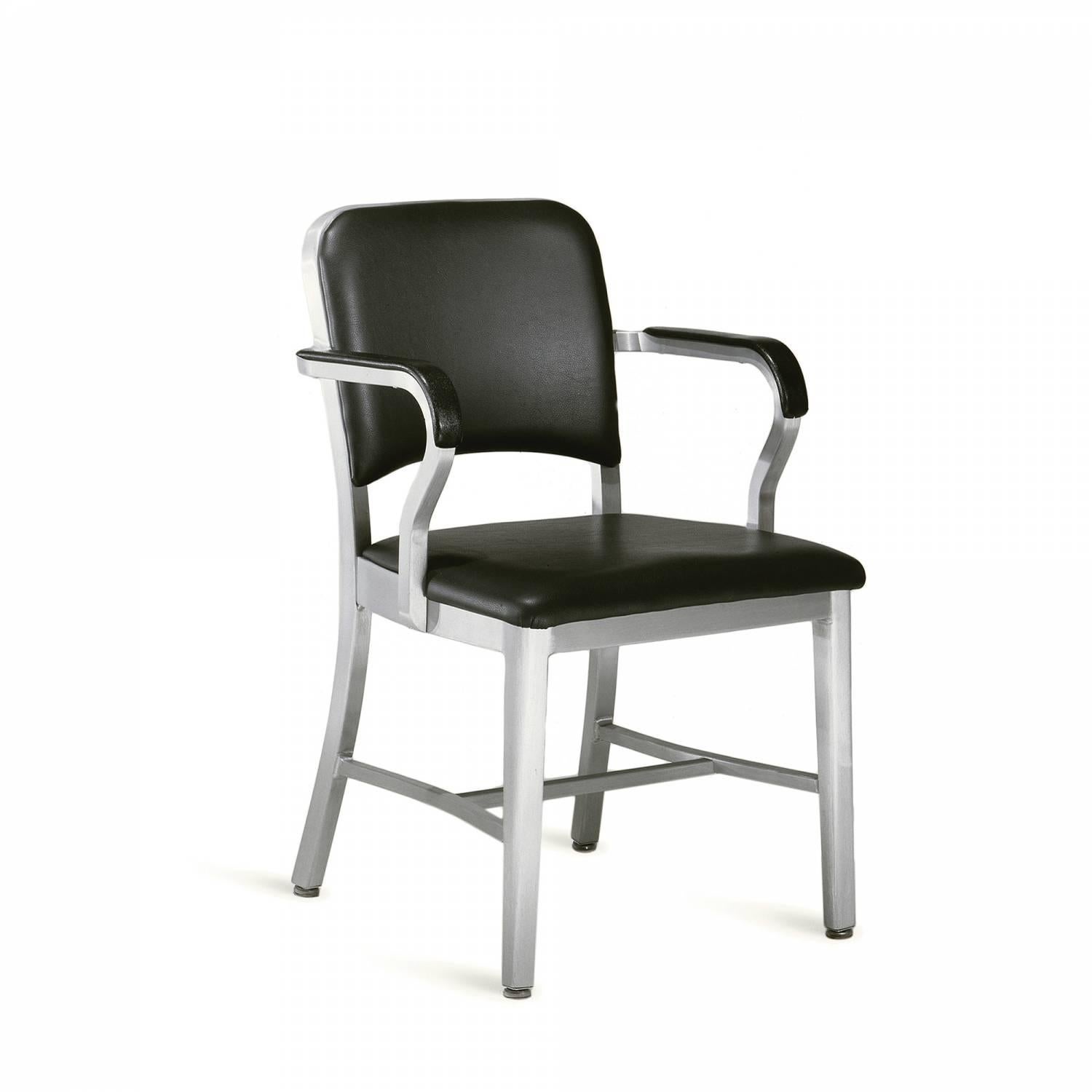 First built for use on submarines in 1944, the Navy Chair has been in continuous production ever since. With the famous 77 step Process, our craftsmen take soft, recycled aluminum, hand form and weld it- then temper it for strength. Finally, the