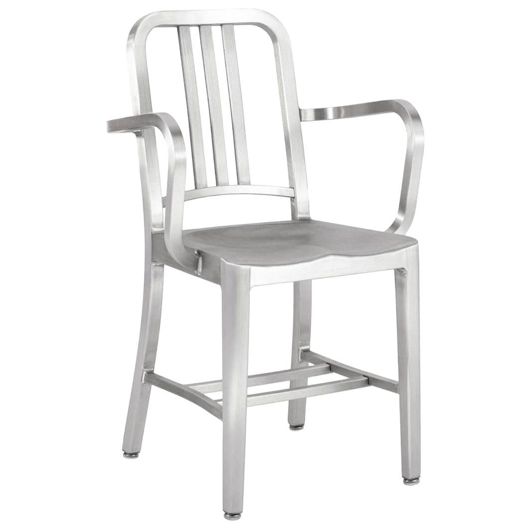 Emeco Navy Armchair in Brushed Aluminum by US Navy For Sale