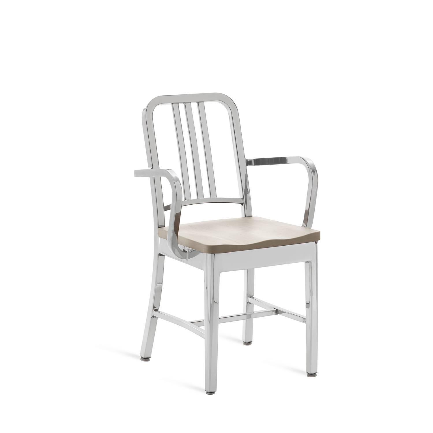 First built for use on submarines in 1944, the Navy chair has been in continuous Production ever since. With the famous 77 step Process, our craftsmen take soft, recycled aluminum, hand form and weld it- then temper it for strength. Finally, the