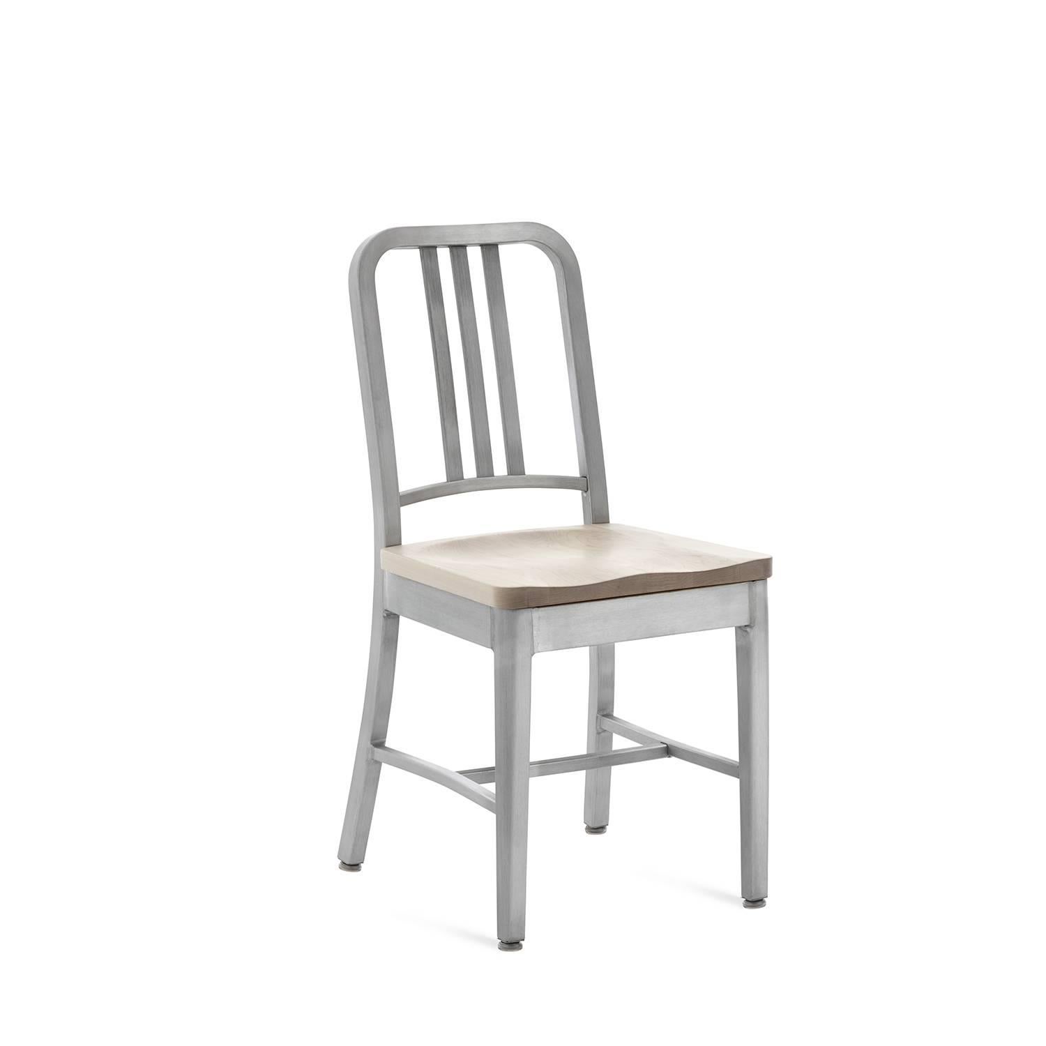 First built for use on submarines in 1944, the Navy chair has been in continuous Production ever since. With the famous 77 step Process, our craftsmen take soft, recycled aluminum, hand form and weld it- then temper it for strength. Finally, the