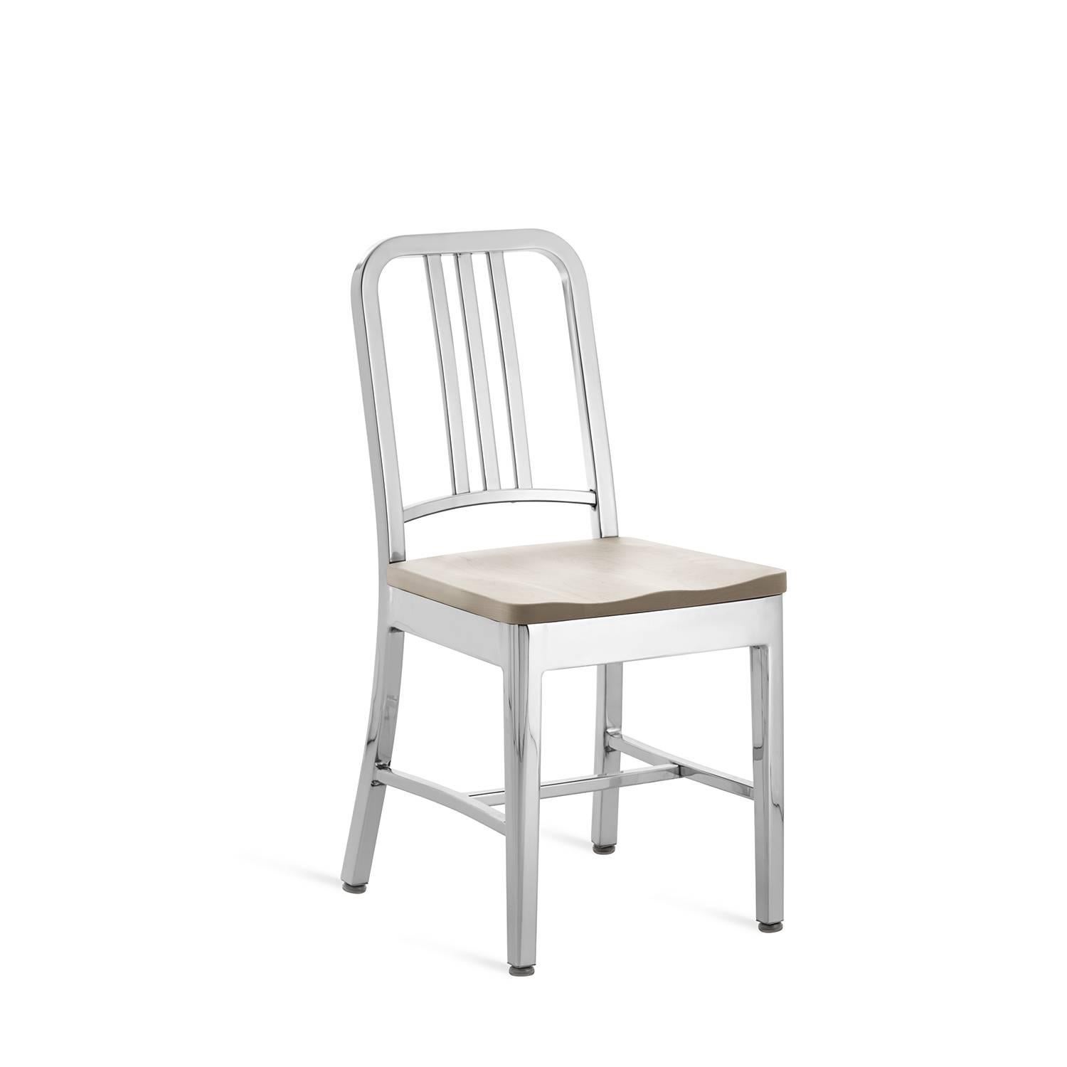 First built for use on submarines in 1944, the Navy chair has been in continuous Production ever since. With the famous 77 step Process, our craftsmen take soft, recycled aluminum, hand form and weld it- then temper it for strength. Finally, the