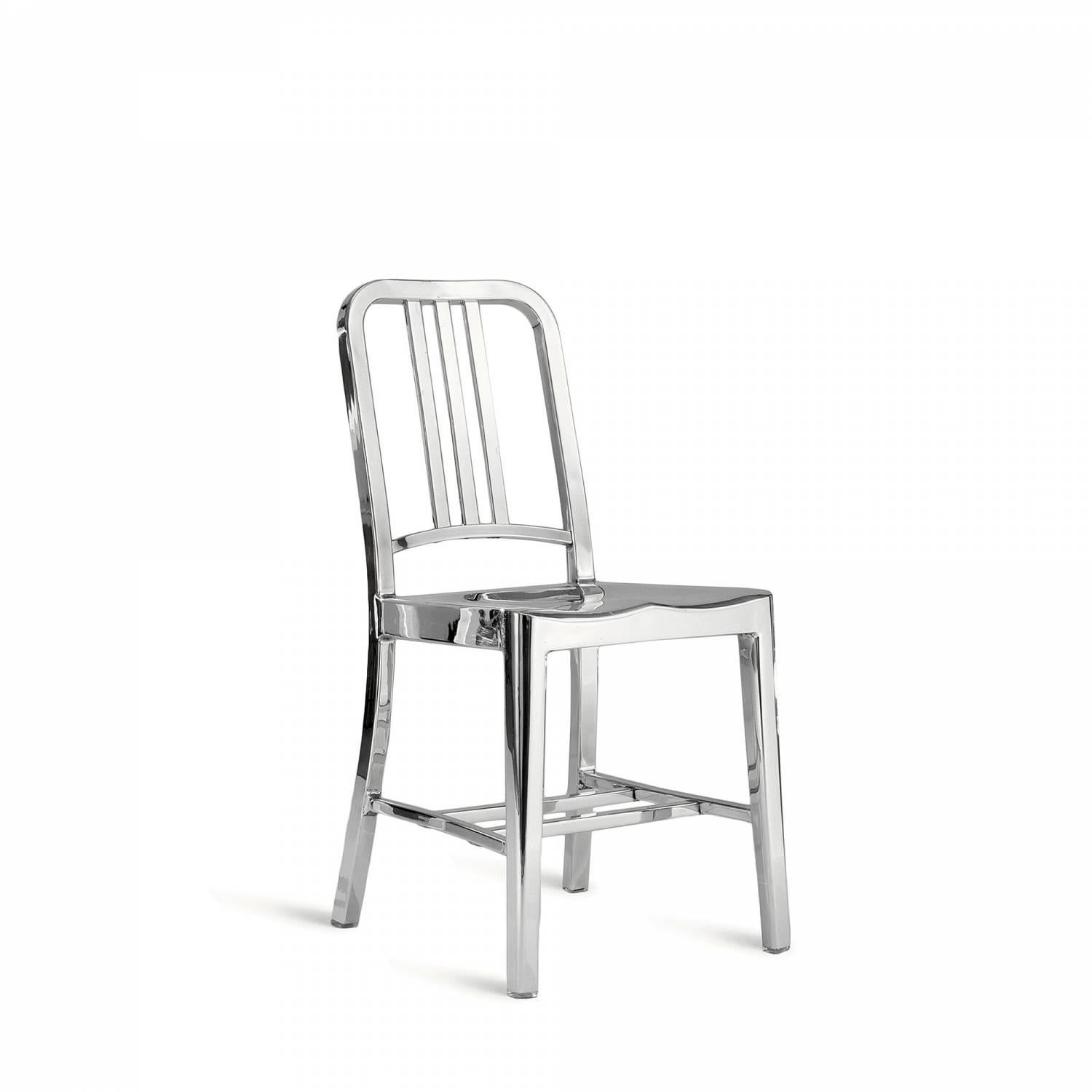 First built for use on submarines in 1944, the Navy Chair has been in continuous Production ever since. With the famous 77 step Process, our craftsmen take soft, recycled aluminum, hand form and weld it- then temper it for strength. Finally, the