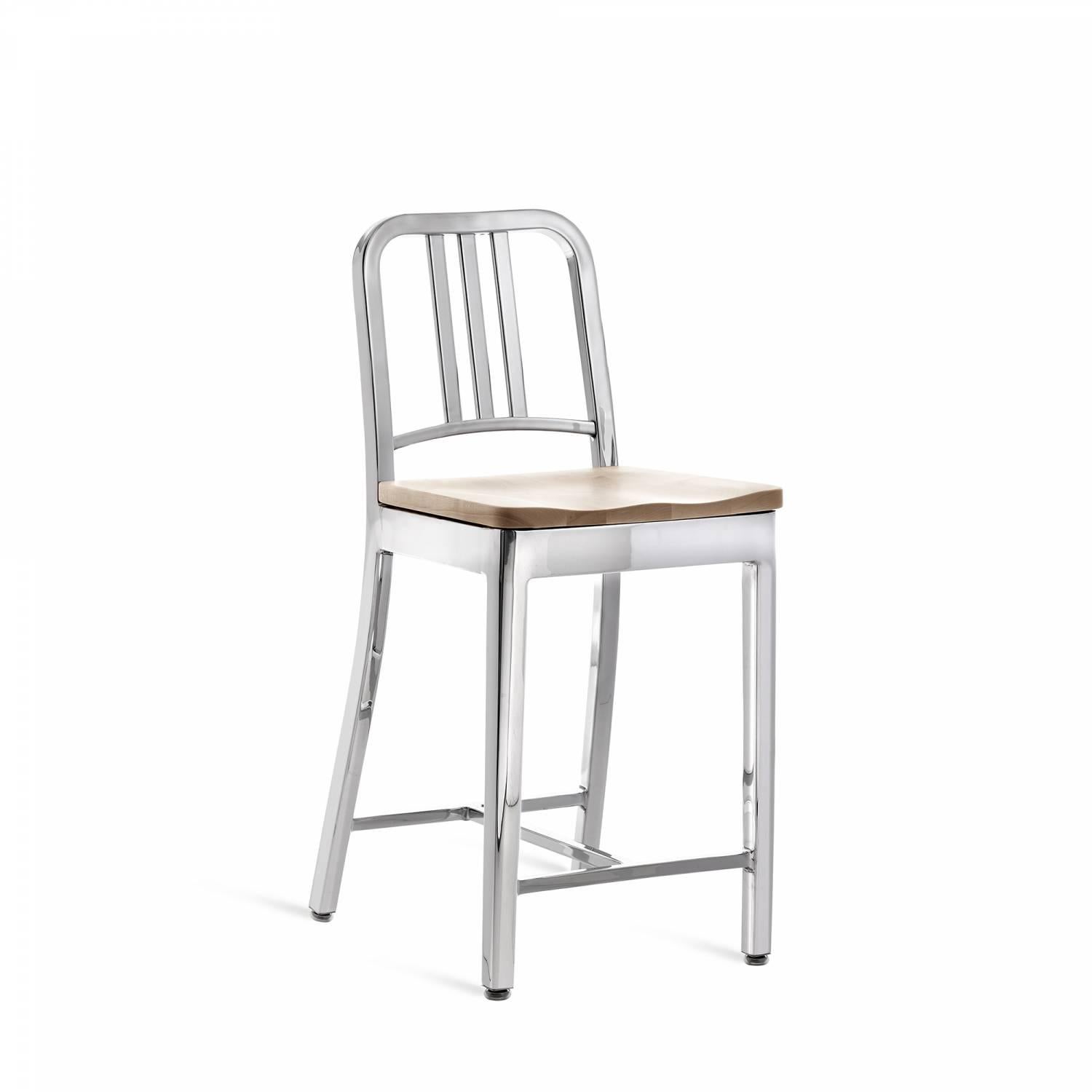 First built for use on submarines in 1944, the Navy chair has been in continuous Production ever since. With the famous 77 step Process, our craftsmen take soft, recycled aluminum, hand form and weld it- then temper it for strength. Finally, the