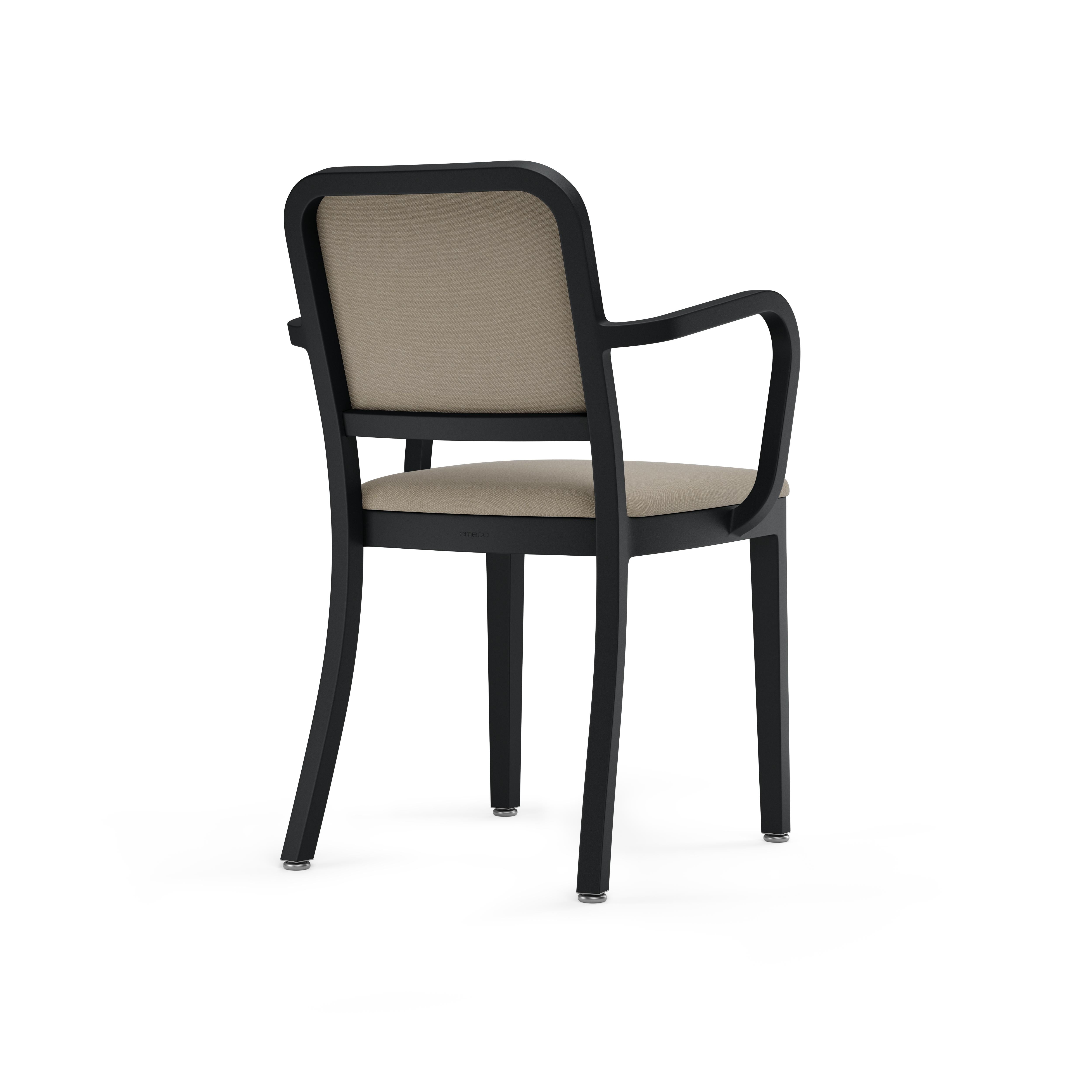 Jasper Morrison has given Emeco’s classic upholstered Navy Officer Collection a fresh, light and modern update. The Navy Officer Collection by Jasper Morrison features a chair, an armchair and swivel chairs, available in hand-brushed aluminum or a