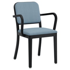 Emeco Navy Officer Armchair in Blue Fabric with Black Powder Coated Frame
