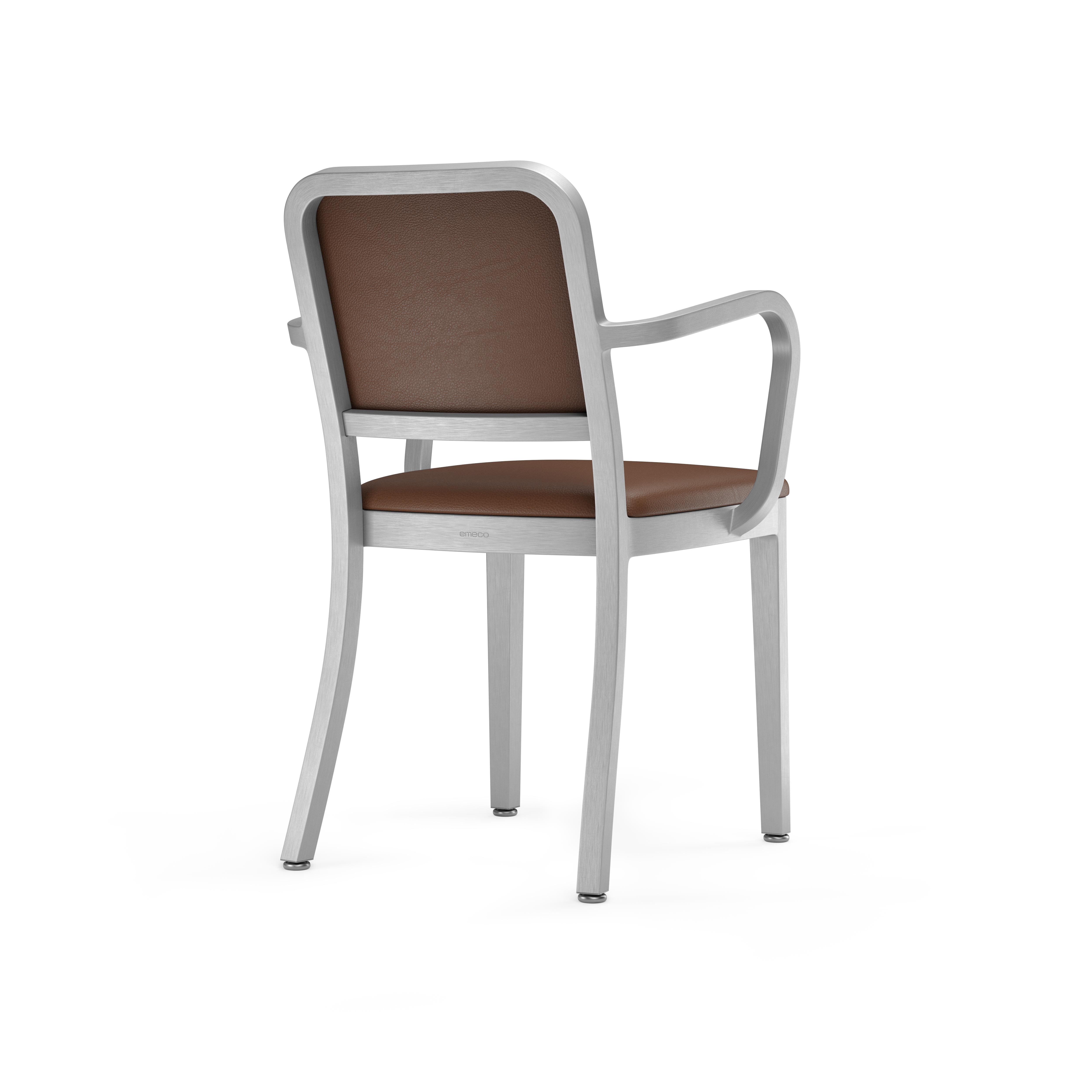 Jasper Morrison has given Emeco’s classic upholstered Navy Officer Collection a fresh, light and modern update. The Navy Officer Collection by Jasper Morrison features a chair, an armchair and swivel chairs, available in hand-brushed aluminum or a