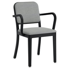 Emeco Navy Officer Armchair in Grey Fabric with Black Powder Coated Frame