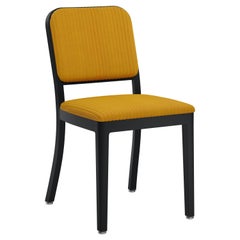 Emeco Navy Officer Side Chair in Yellow Fabric with Black Powder Coated Frame