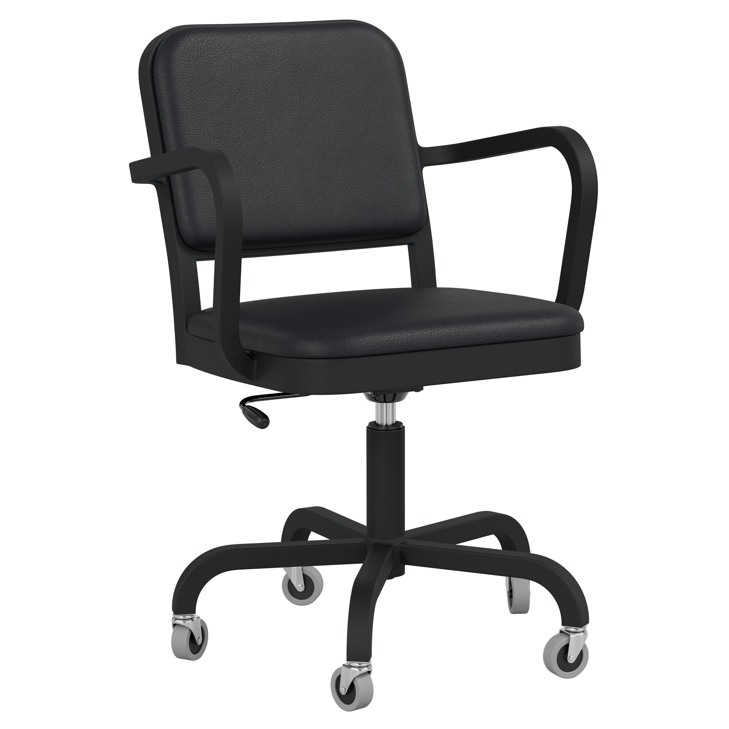 Heals Gerard Van Den Berg Black Leather Gigi Swivel Armchair on Chrome