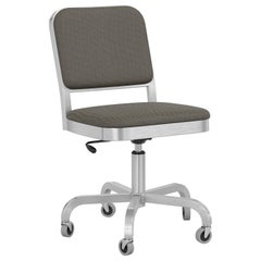Emeco Navy Officer Swivel Chair in Black Fabric with Brushed Aluminum Frame