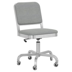 Emeco Navy Officer Swivel Chair in Grey Fabric with Brushed Aluminum Frame