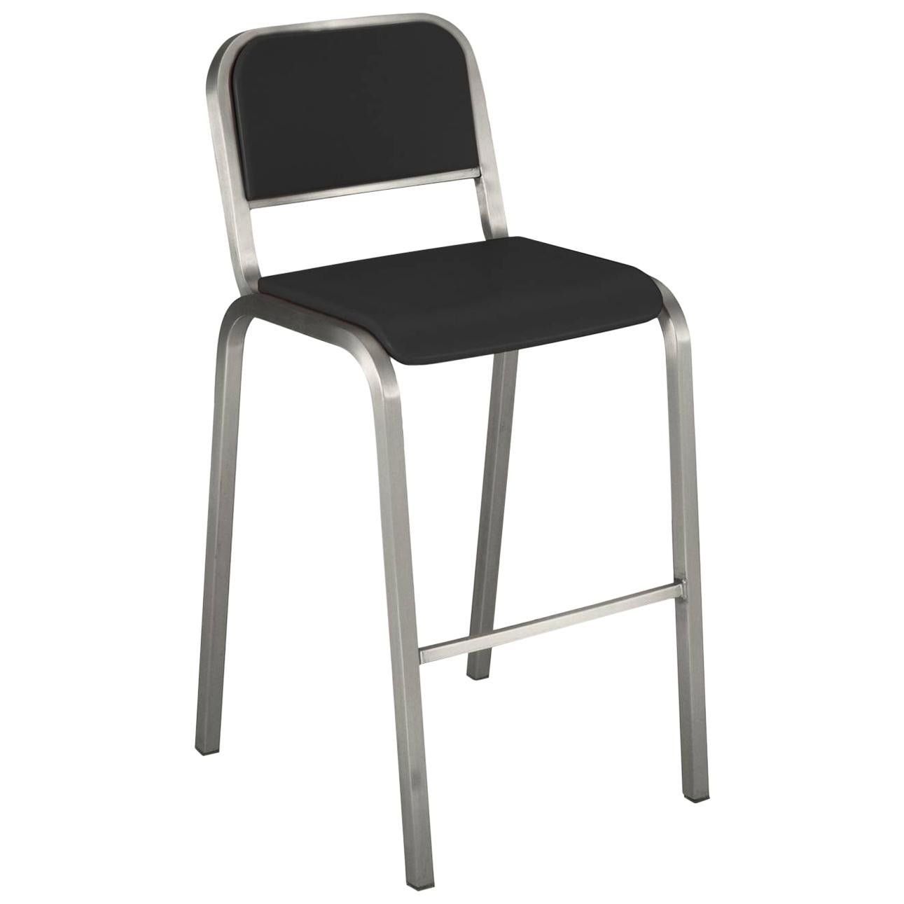 Emeco Nine-0 Barstool in Brushed Aluminum and Gray by Ettore Sottsass