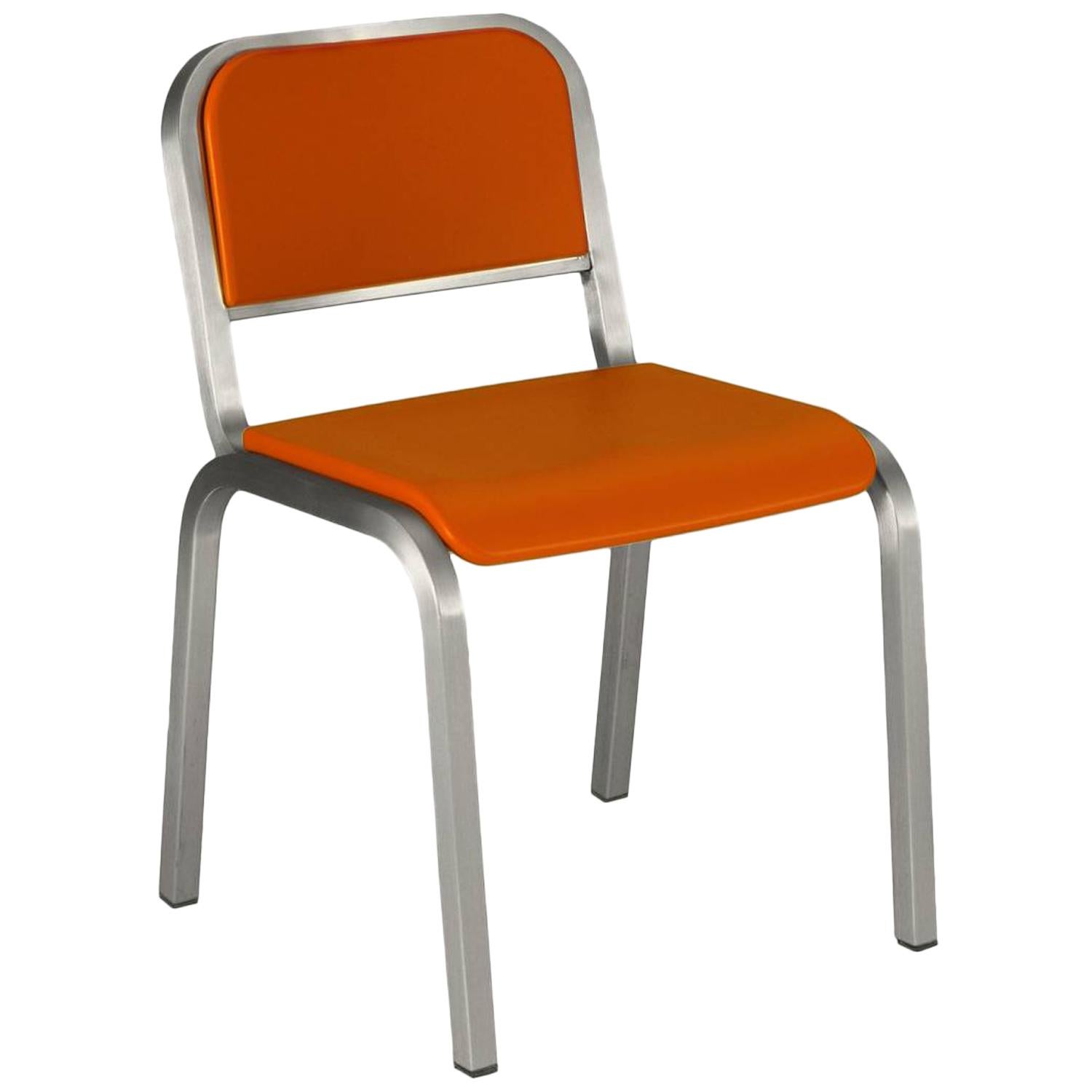 Emeco Nine-0 Chair in Brushed Aluminium and Orange by Ettore Sottsass