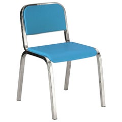 Emeco Nine-0 Chair in Polished Aluminum and Blue by Ettore Sottsass