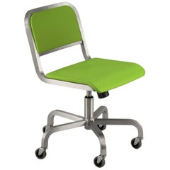 Emeco Nine-0 Swivel in Polished Aluminum and Green by Ettore Sottsass