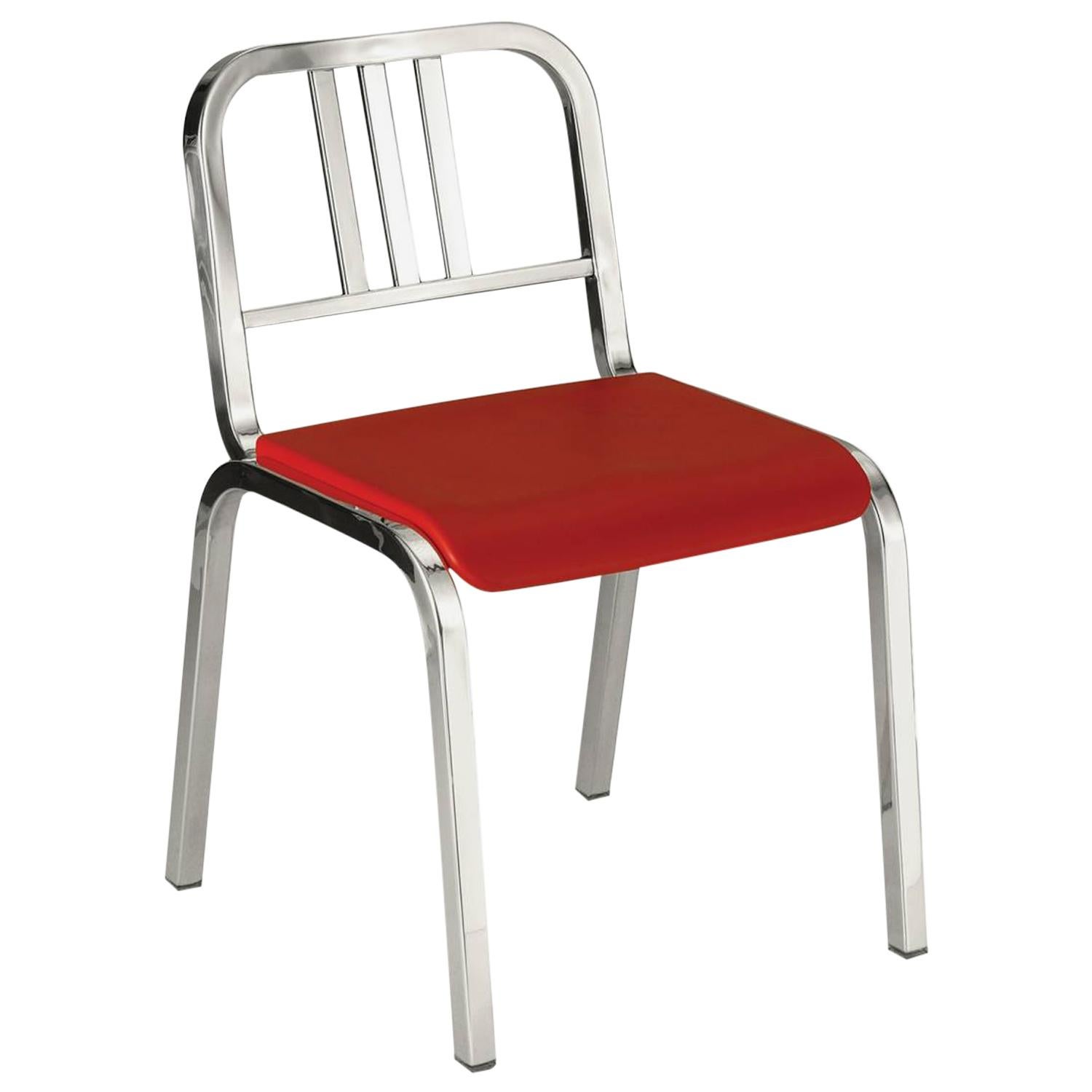 Emeco Nine-0™ Chair in Polished Aluminum W/ Red Seat by Ettore Sottsass