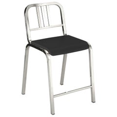 Emeco Nine-0™ Counter Stool in Polished Aluminum w/ Gray Seat by Ettore Sottsass