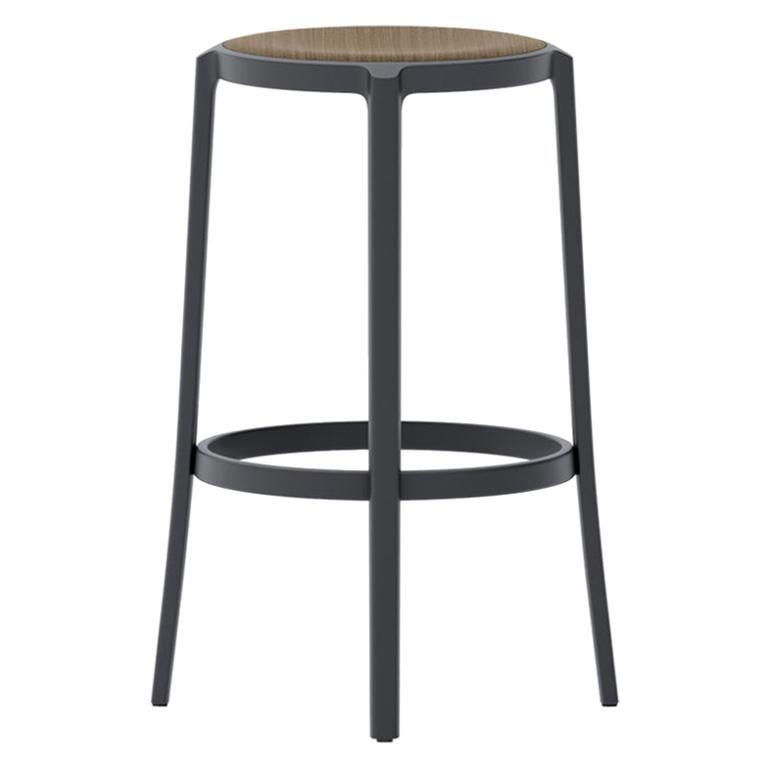 Emeco On & On Barstool in Black with Walnut Plywood Seat by Barber & Osgerby For Sale