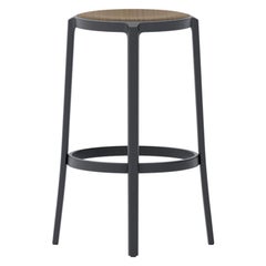 Emeco On & On Barstool in Black with Walnut Plywood Seat by Barber & Osgerby